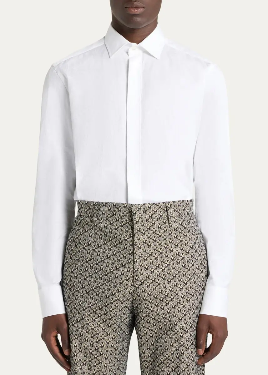 Etro Men's Cotton Tonal Paisley Dress Shirt | Thumbnail 4 Etro Men's Cotton Tonal Paisley Dress Shirt | Thumbnail 4