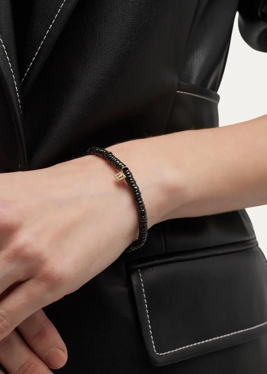 Sydney Evan 4mm Black Spinel Faceted Wheel Bracelet With Diamond Evil Eye Charm | Thumbnail 2 Sydney Evan 4mm Black Spinel Faceted Wheel Bracelet With Diamond Evil Eye Charm | Thumbnail 2