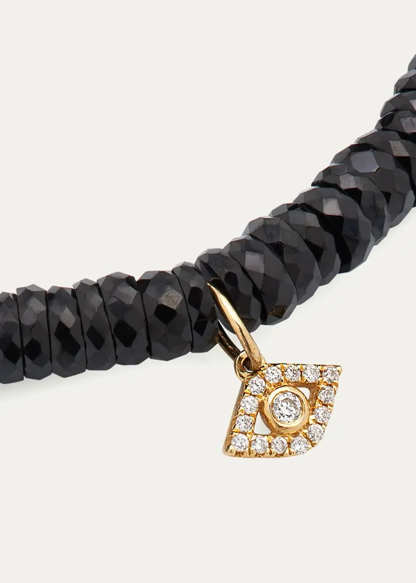 Sydney Evan 4mm Black Spinel Faceted Wheel Bracelet With Diamond Evil Eye Charm | Thumbnail 3 Sydney Evan 4mm Black Spinel Faceted Wheel Bracelet With Diamond Evil Eye Charm | Thumbnail 3