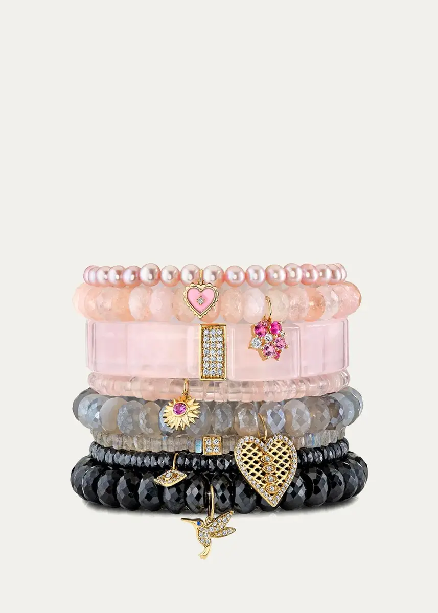 Sydney Evan 4mm Black Spinel Faceted Wheel Bracelet With Diamond Evil Eye Charm | Thumbnail 4 Sydney Evan 4mm Black Spinel Faceted Wheel Bracelet With Diamond Evil Eye Charm | Thumbnail 4