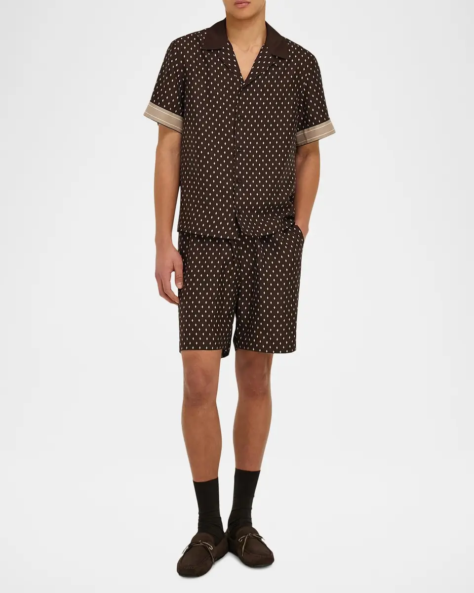 Ferragamo Men's Habotai Silk Short-Sleeve Shirt | Thumbnail 2 Ferragamo Men's Habotai Silk Short-Sleeve Shirt | Thumbnail 2