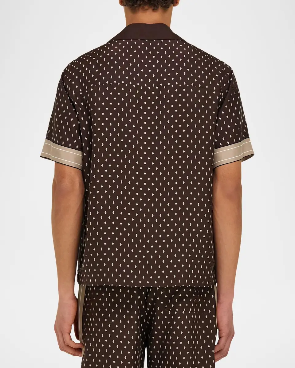 Ferragamo Men's Habotai Silk Short-Sleeve Shirt | Thumbnail 3 Ferragamo Men's Habotai Silk Short-Sleeve Shirt | Thumbnail 3