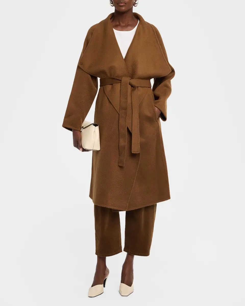 Eileen Fisher Draped Wrap-Front Wool Coat | Thumbnail 2