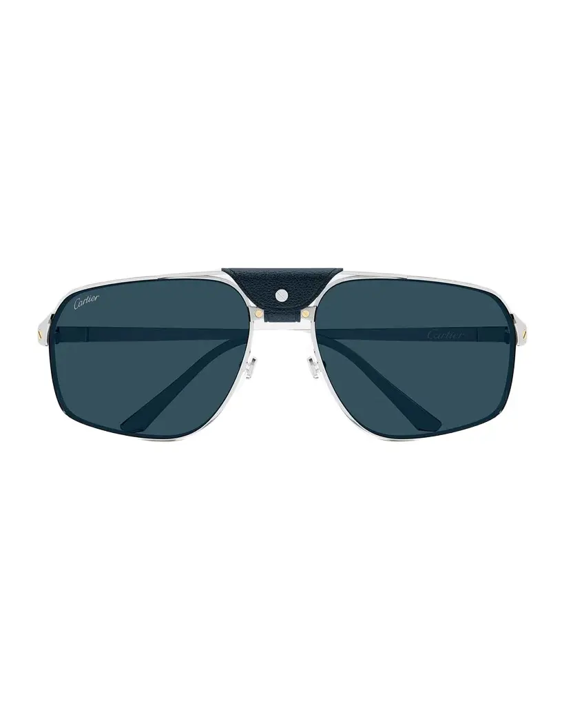 Cartier Men's CT0651S Santos Classic Metal Pilot Sunglasses