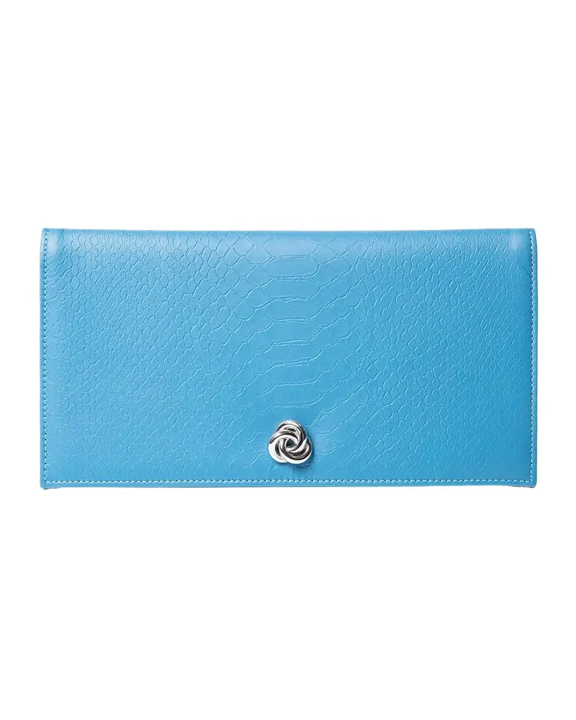 MICHELLE WILHITE Eloise Snakeskin-Embossed Leather Clutch Bag