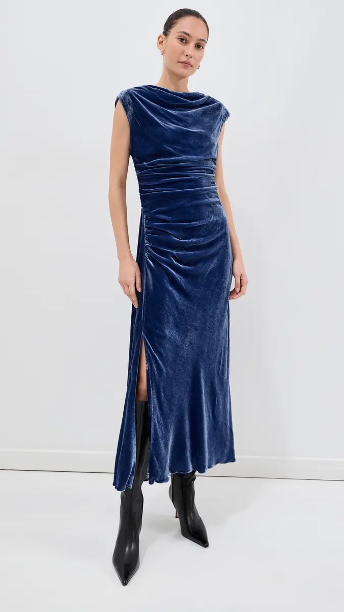 Simkhai Burke Draped Velvet Midi Dress | Thumbnail 2 Simkhai Burke Draped Velvet Midi Dress | Thumbnail 2