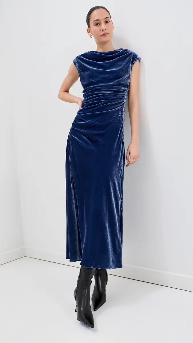 Simkhai Burke Draped Velvet Midi Dress | Thumbnail 5 Simkhai Burke Draped Velvet Midi Dress | Thumbnail 5