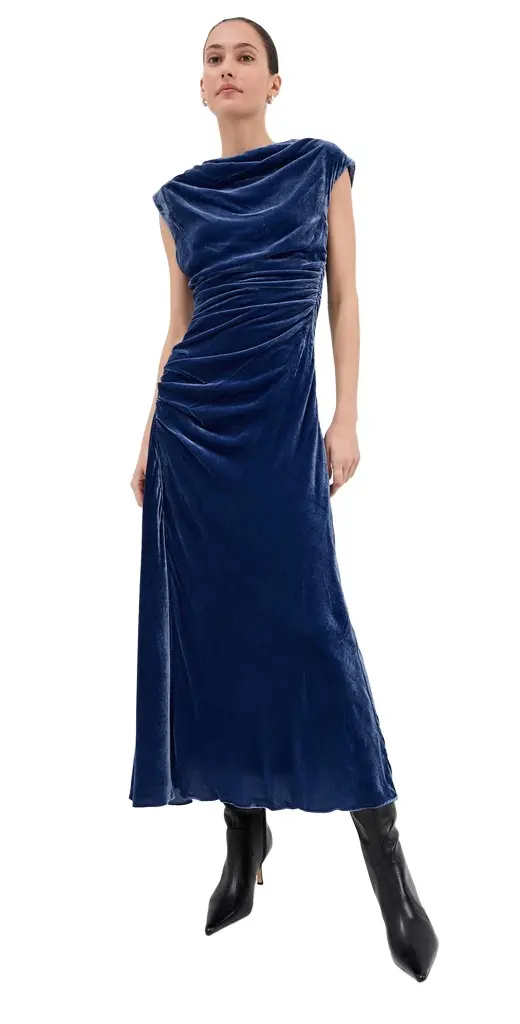 Simkhai Burke Draped Velvet Midi Dress