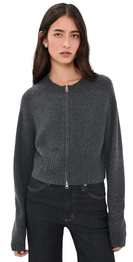 Asher Eddie Zip-Up Cashmere Cardigan