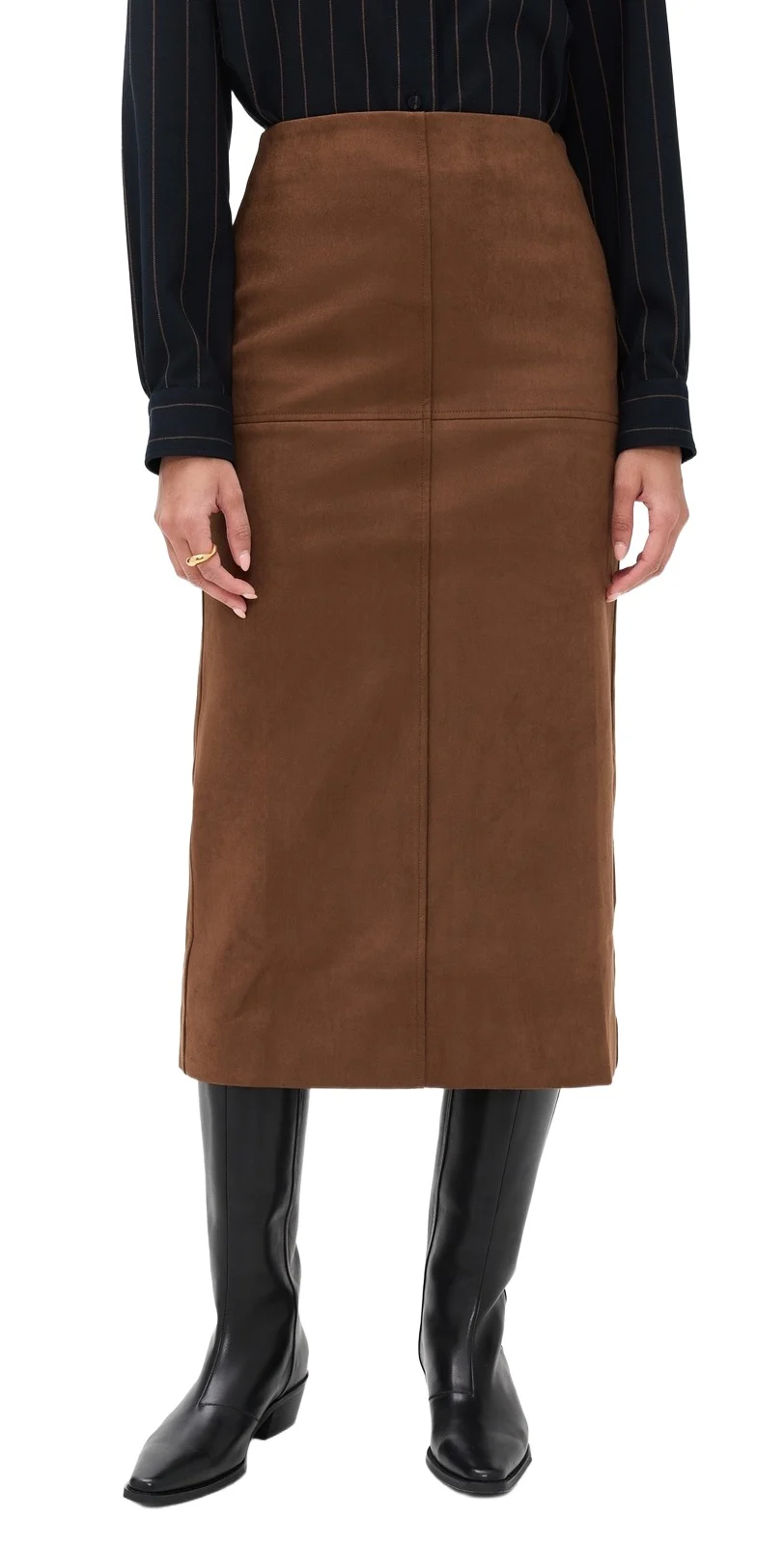Faux Suede Midi Skirt