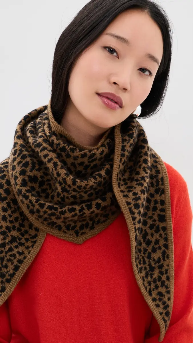 White + Warren Cashmere Leopard Neckerchief | Thumbnail 3