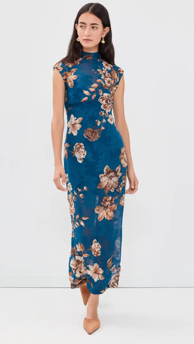 Hemant & Nandita Midi Dress with Slip Teal | Thumbnail 5 Hemant & Nandita Midi Dress with Slip Teal | Thumbnail 5