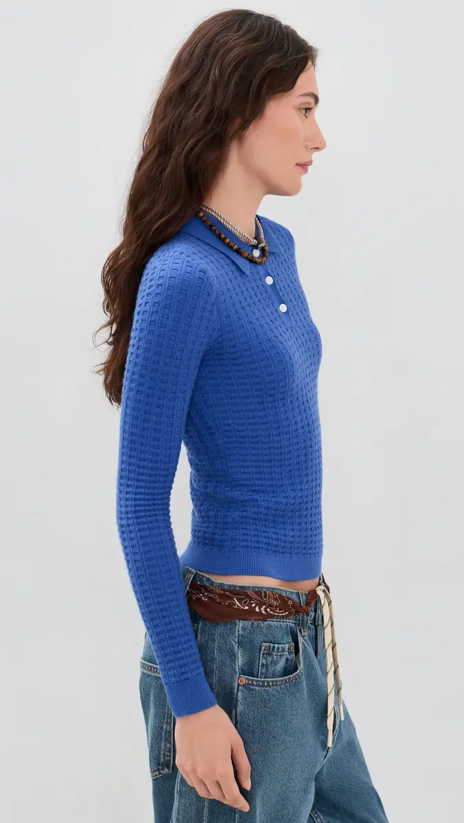 Guest In Residence Shrunken Waffle Cashmere Knit Polo | Thumbnail 4 Guest In Residence Shrunken Waffle Cashmere Knit Polo | Thumbnail 4