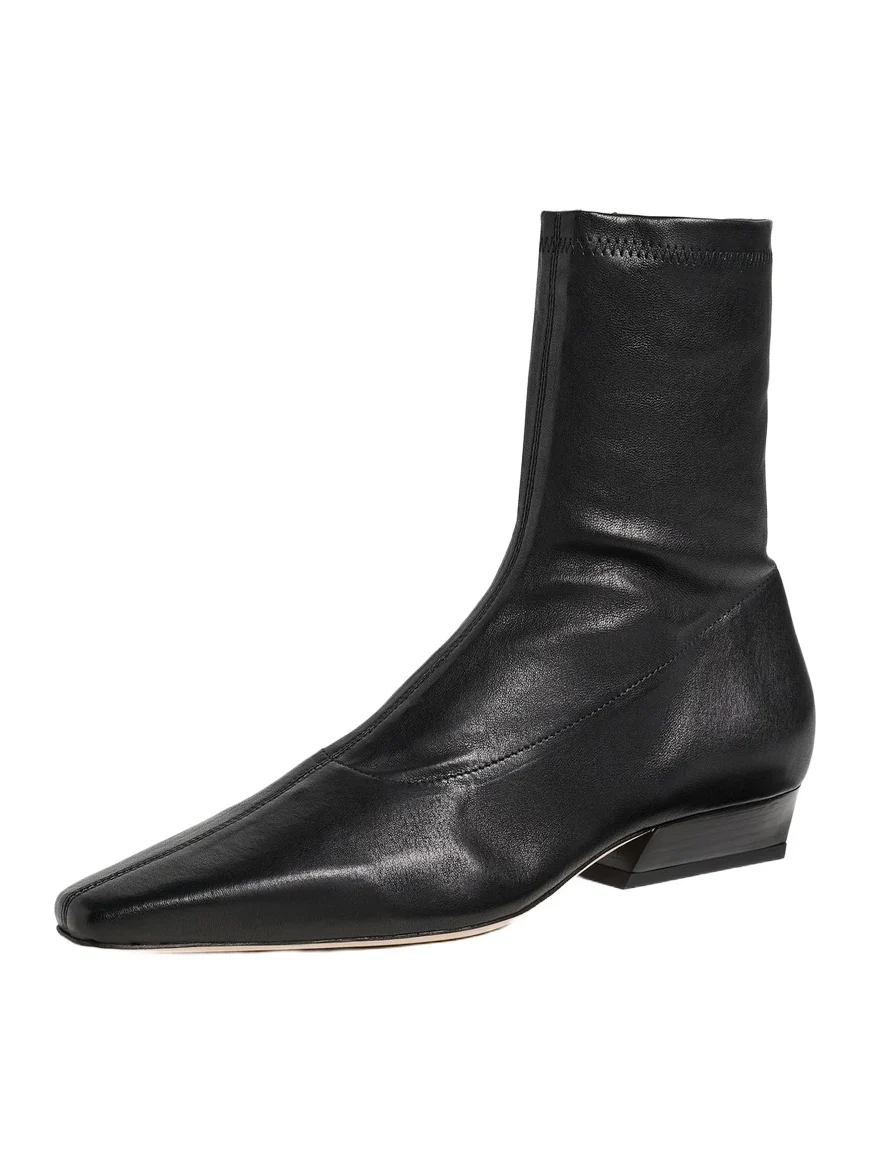 Staud Wally Sock Flat Leather Ankle Boots