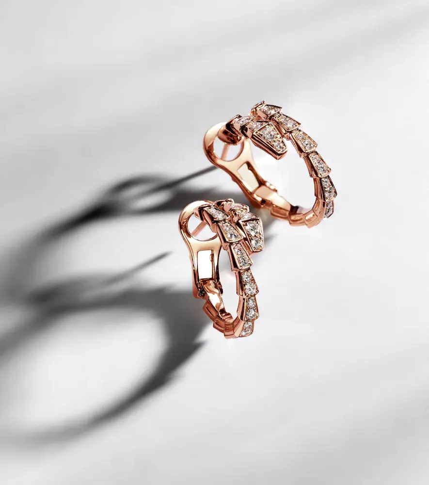 BVLGARI Serpenti Viper 18kt rose gold hoop earrings with diamonds | Thumbnail 2 BVLGARI Serpenti Viper 18kt rose gold hoop earrings with diamonds | Thumbnail 2