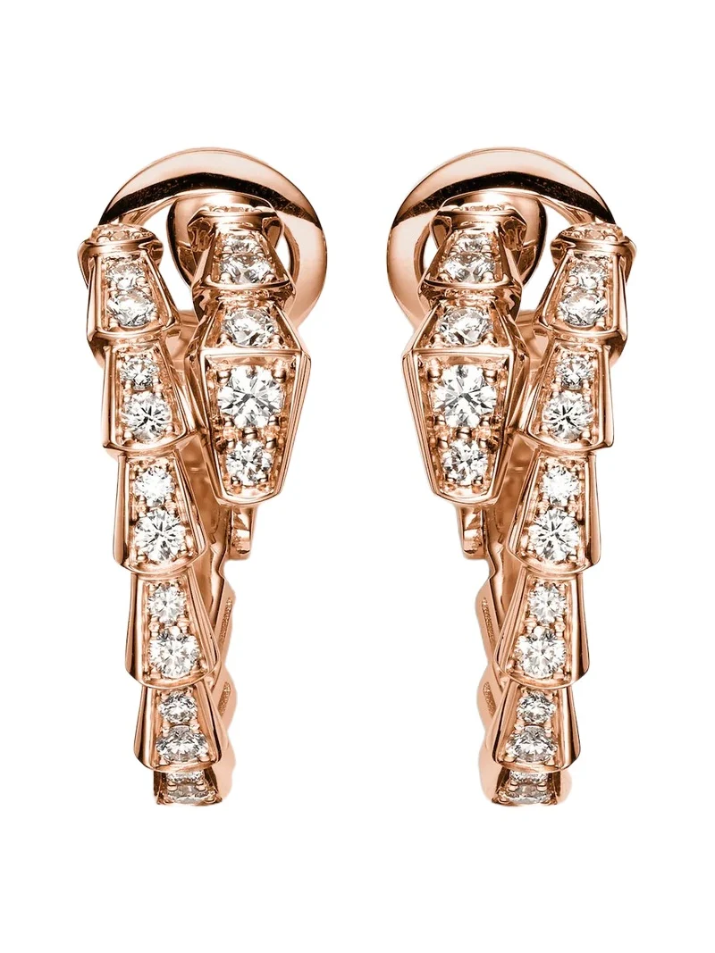 Serpenti Viper 18kt rose gold hoop earrings with diamonds Serpenti Viper 18kt rose gold hoop earrings with diamonds