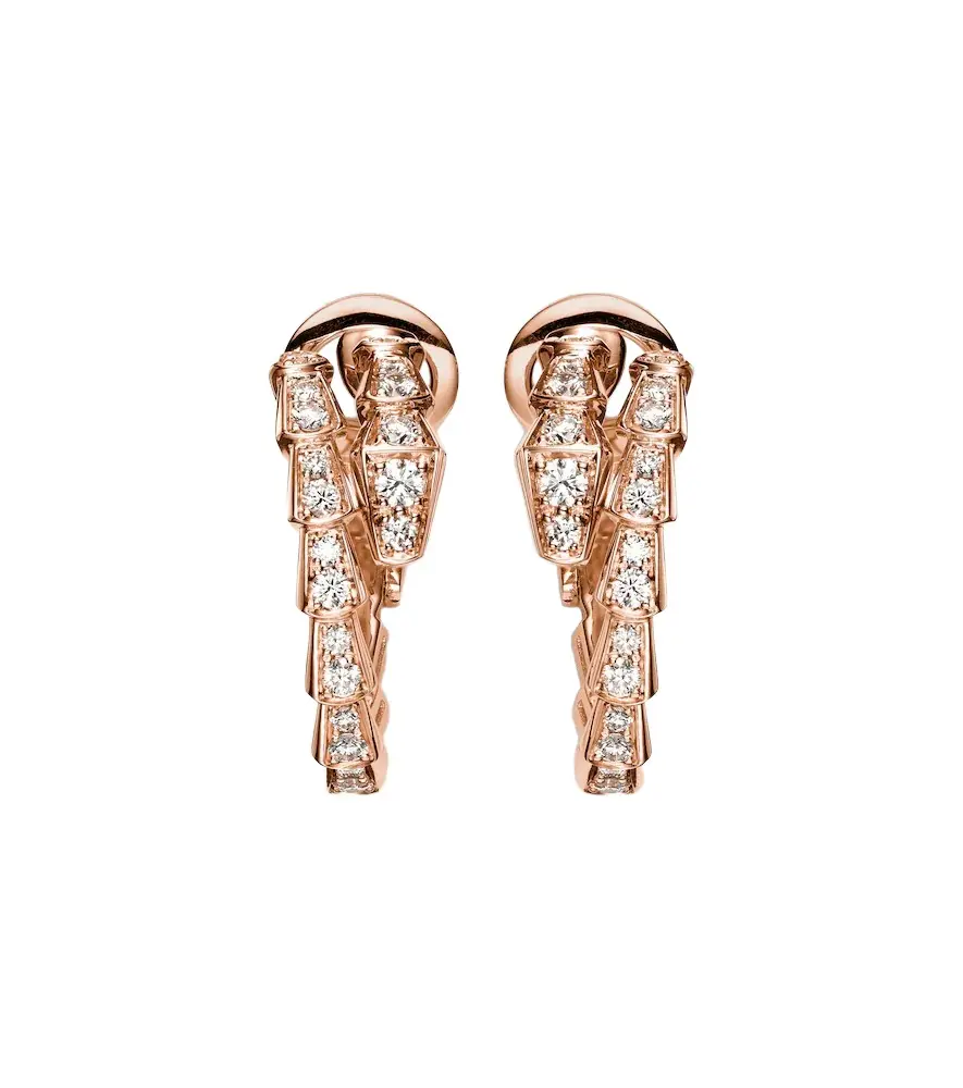 Serpenti Viper 18kt rose gold hoop earrings with diamonds Serpenti Viper 18kt rose gold hoop earrings with diamonds