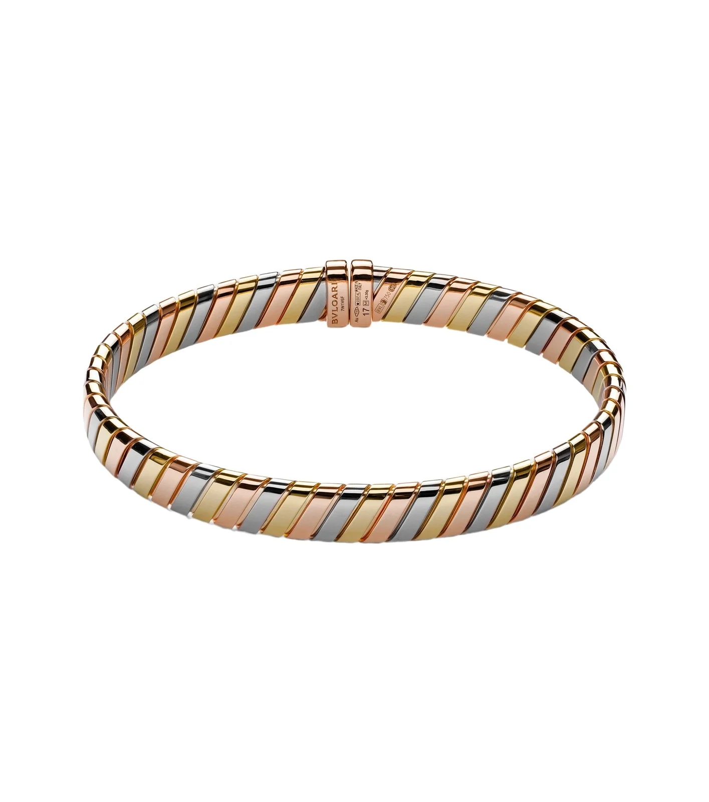 BVLGARI Tubogas 18kt yellow, rose, and white gold bracelet