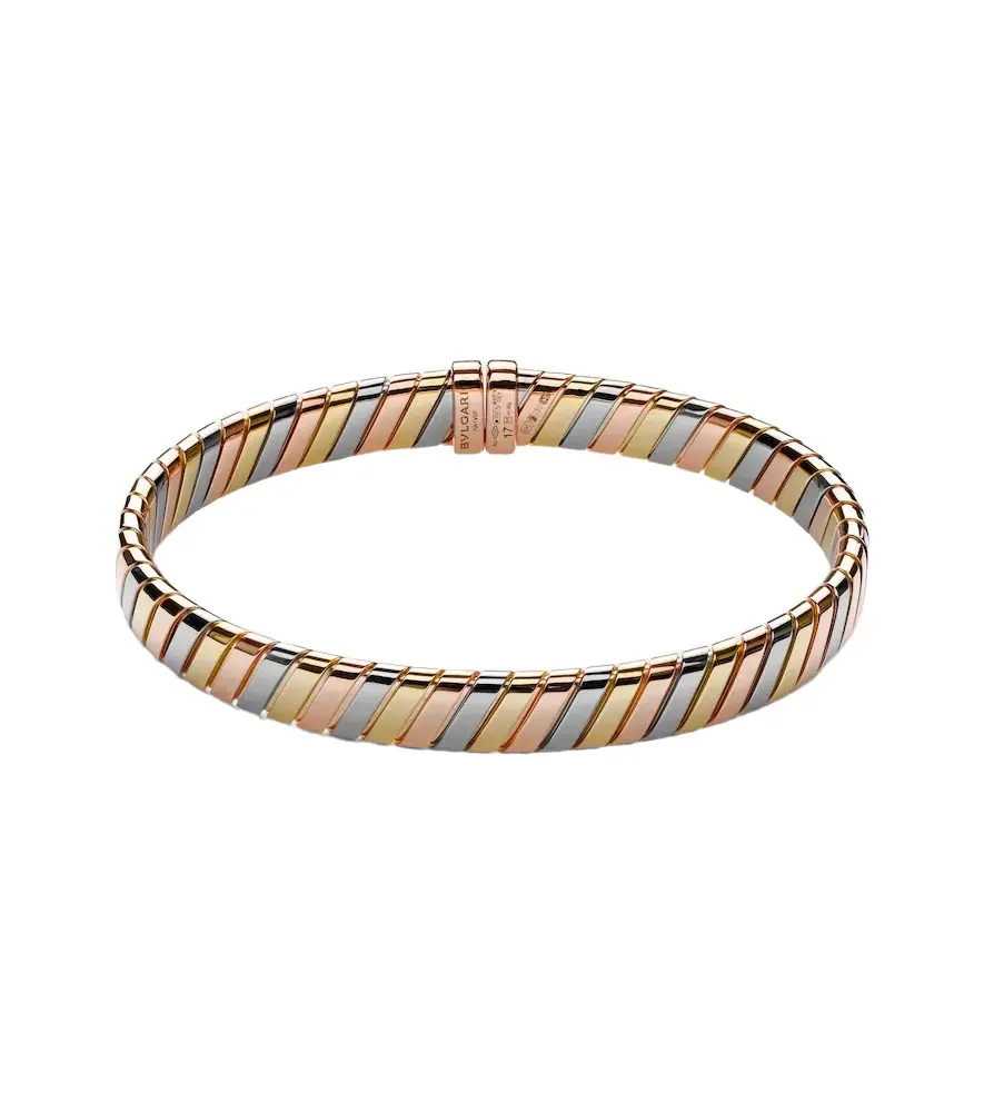 BVLGARI Tubogas 18kt yellow, rose, and white gold bracelet