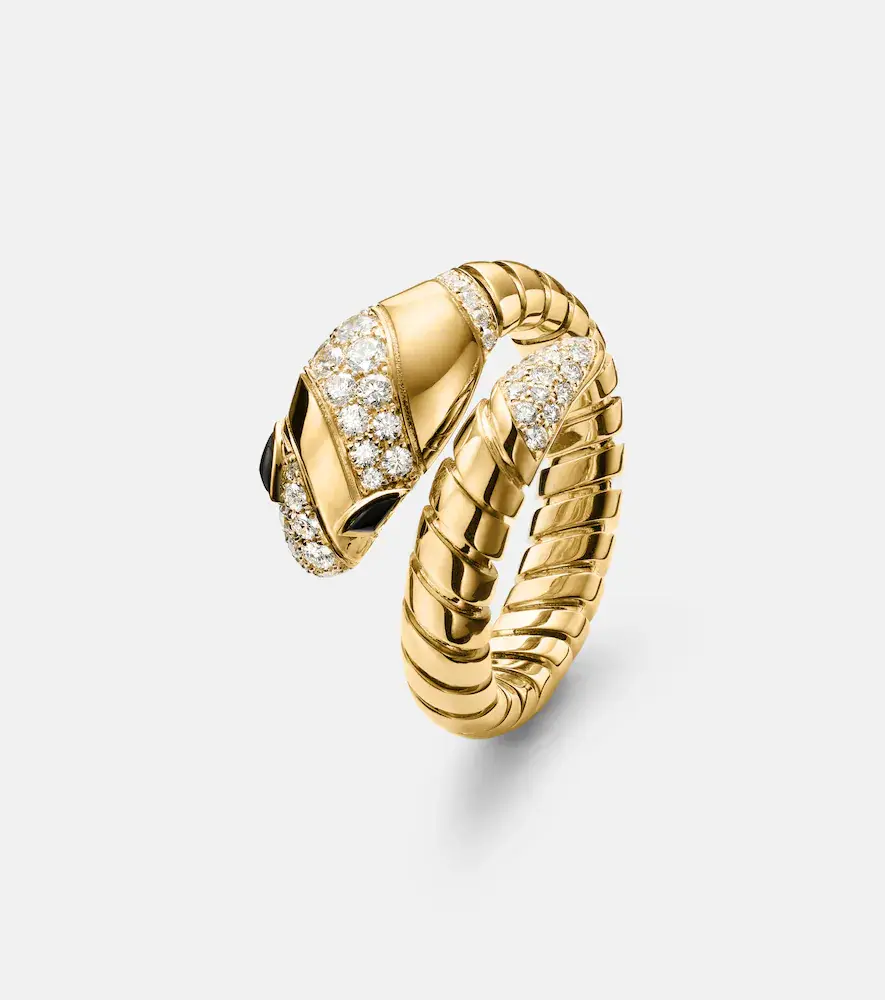 BVLGARI Serpenti Tubogas 18kt gold ring with diamonds and onyx | Thumbnail 2 BVLGARI Serpenti Tubogas 18kt gold ring with diamonds and onyx | Thumbnail 2