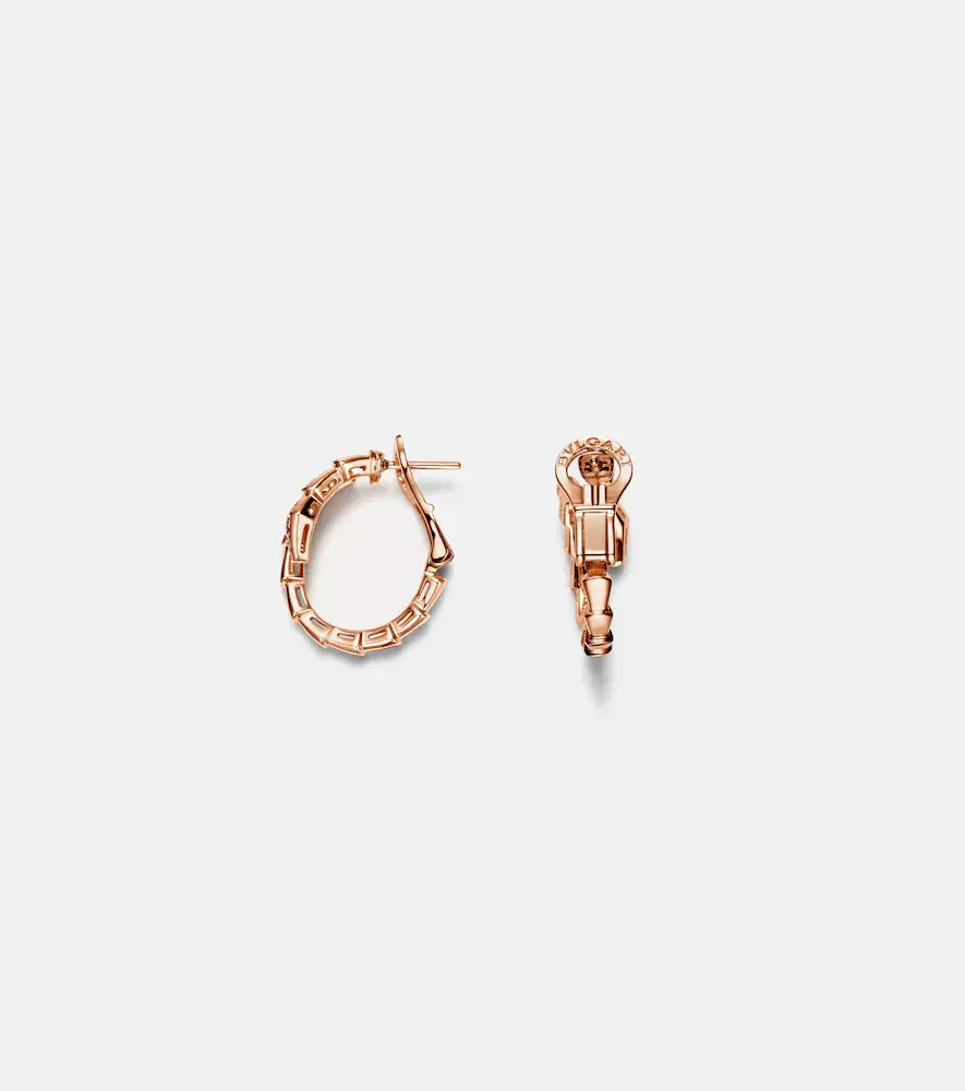 BVLGARI Serpenti Viper 18kt rose gold hoop earrings with diamonds | Thumbnail 5