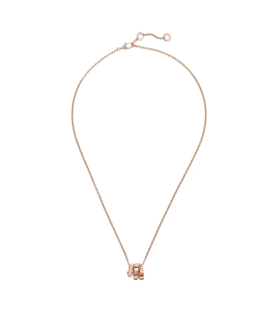 BVLGARI Serpenti Viper 18kt rose gold pendant necklace with diamonds