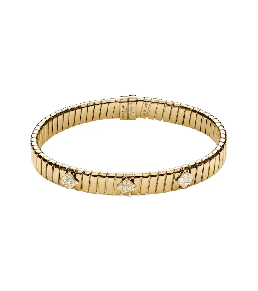Tubogas 18kt gold bracelet with diamonds Tubogas 18kt gold bracelet with diamonds