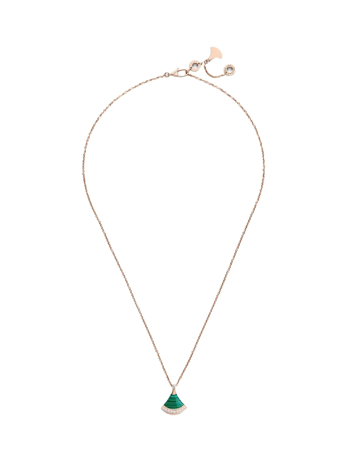BVLGARI Divas' Dream 18kt rose gold necklace with diamonds and malachite