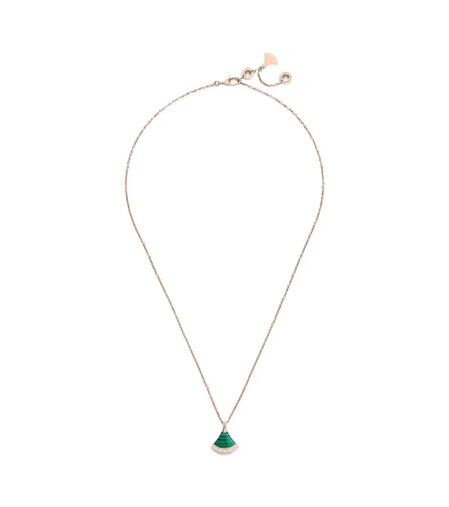 BVLGARI Divas' Dream 18kt rose gold necklace with diamonds and malachite