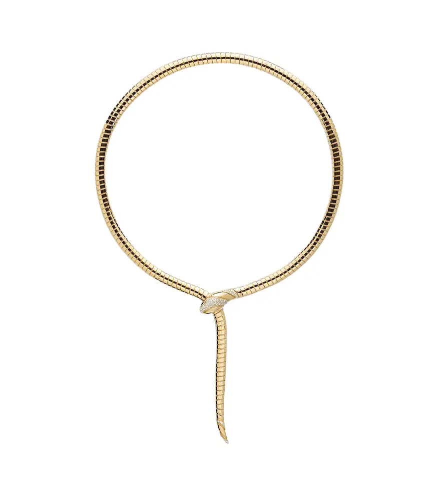 Serpenti Tubogas 18kt gold necklace with diamonds and onyx Serpenti Tubogas 18kt gold necklace with diamonds and onyx
