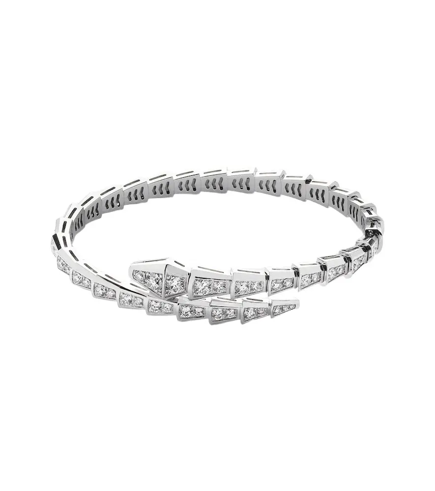 Serpenti Viper 18kt white gold bangle with diamonds Serpenti Viper 18kt white gold bangle with diamonds