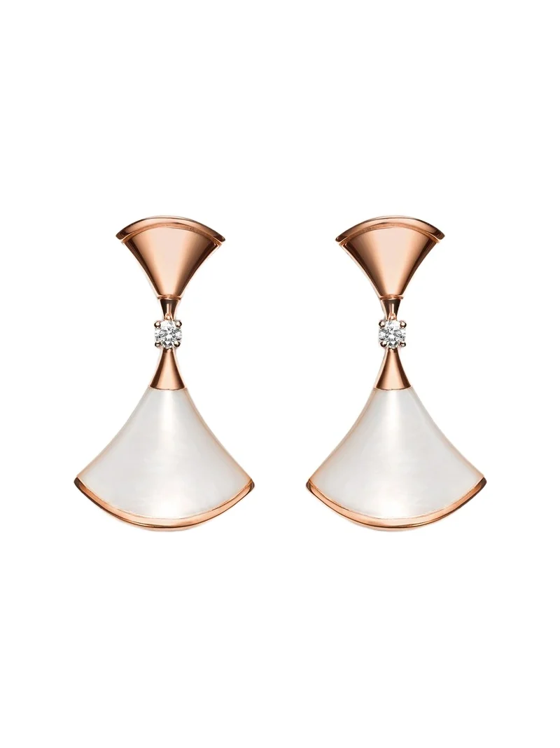 BVLGARI Diva's Dream 18kt rose gold drop earrings with diamonds and mother-of-pearl