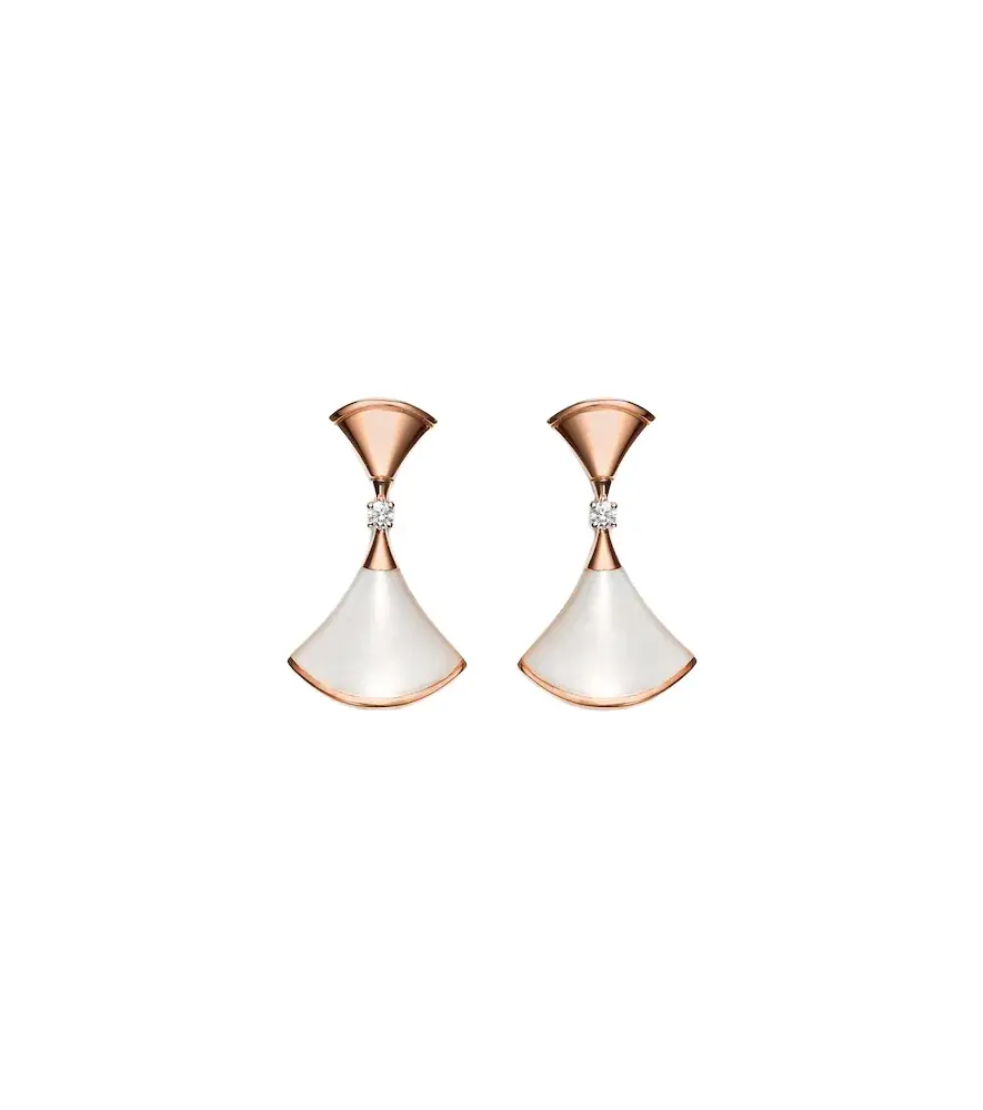 Diva's Dream 18kt rose gold drop earrings with diamonds and mother-of-pearl Diva's Dream 18kt rose gold drop earrings with diamonds and mother-of-pearl