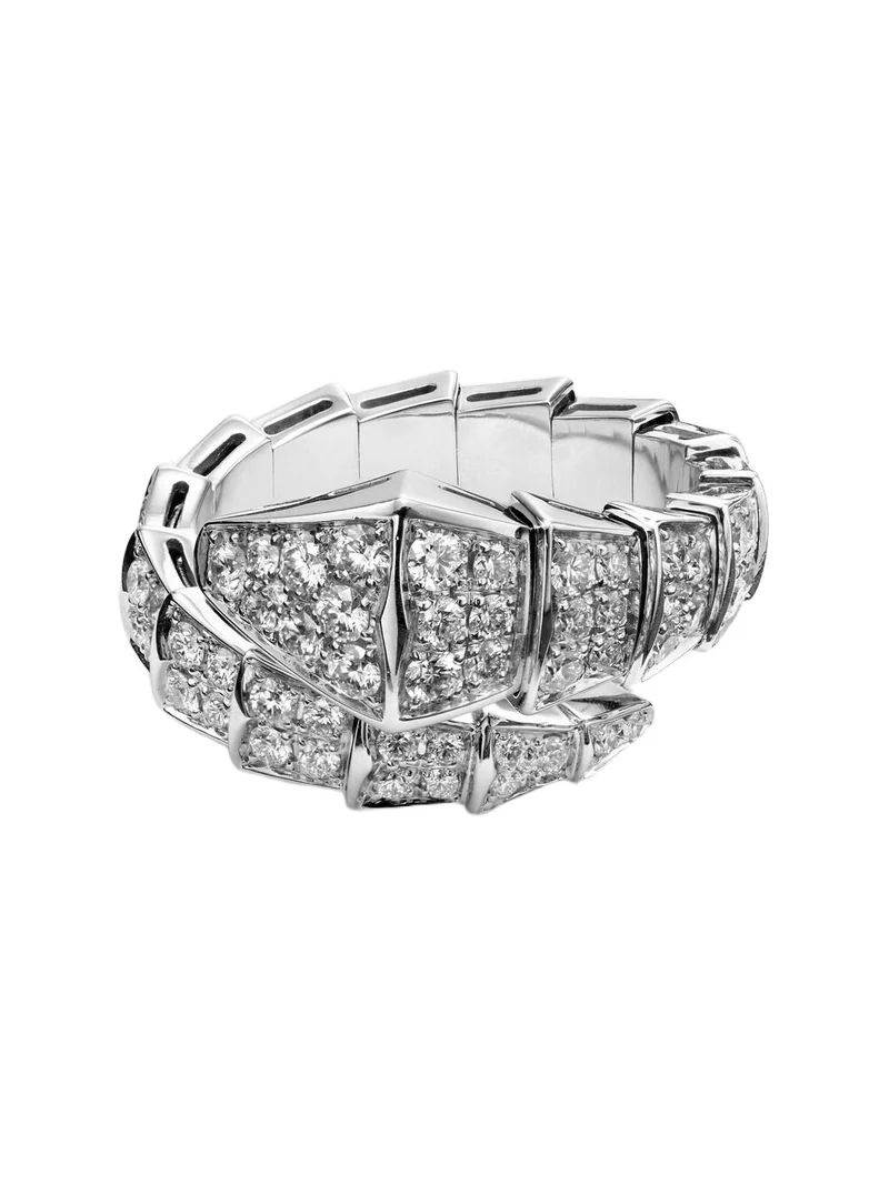 BVLGARI Serpenti Viper 18kt white gold ring with diamonds