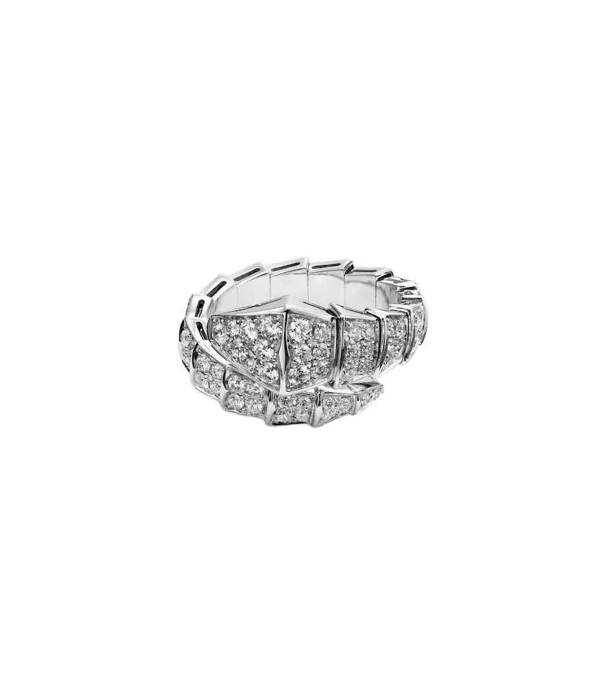 Serpenti Viper 18kt white gold ring with diamonds Serpenti Viper 18kt white gold ring with diamonds