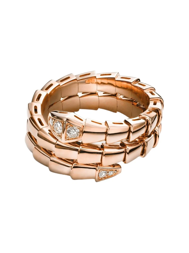 Serpenti Viper 18kt rose gold ring with diamonds