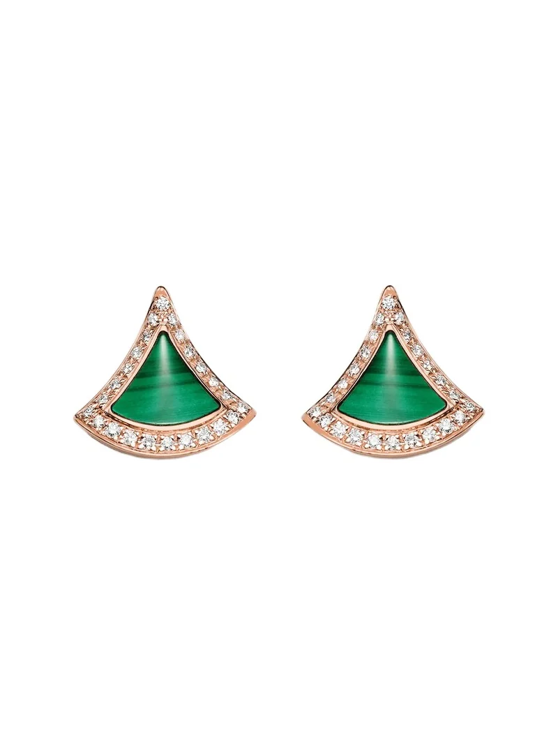 BVLGARI Divas' Dream 18kt rose gold earrings with malachite and diamonds