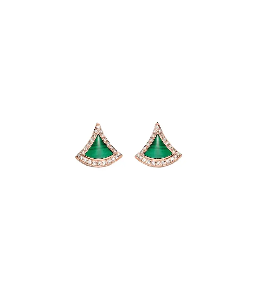Divas' Dream 18kt rose gold earrings with malachite and diamonds Divas' Dream 18kt rose gold earrings with malachite and diamonds