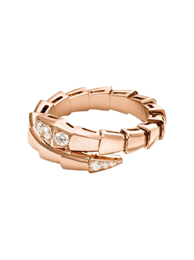 Serpenti Viper 18kt rose gold ring with diamonds