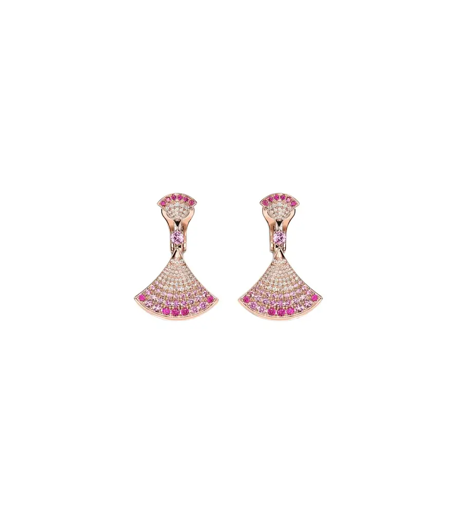 Divas' Dream 18kt rose gold drop earrings with gemstones Divas' Dream 18kt rose gold drop earrings with gemstones
