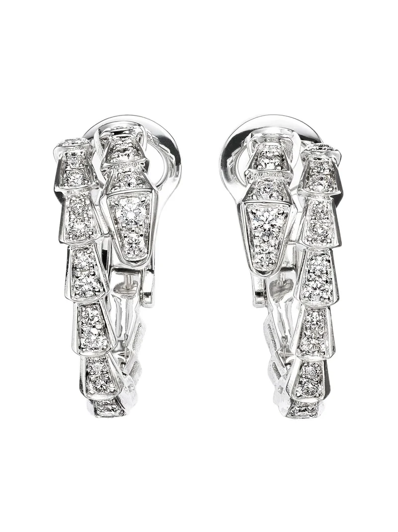 Serpenti Viper 18kt white gold hoop earrings with diamonds