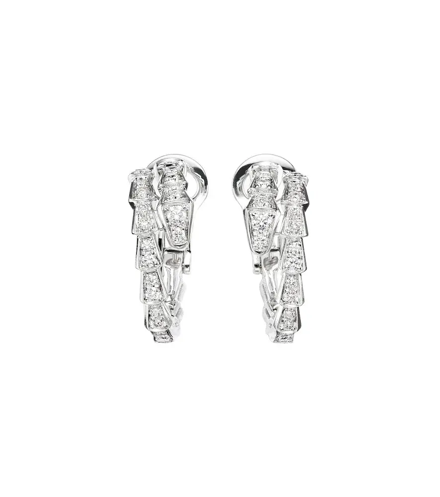 Serpenti Viper 18kt white gold hoop earrings with diamonds Serpenti Viper 18kt white gold hoop earrings with diamonds