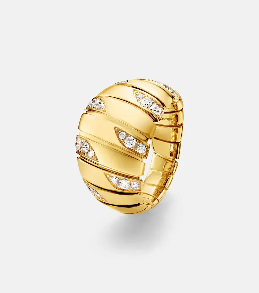 BVLGARI Tubogas 18kt gold ring with diamonds | Thumbnail 2