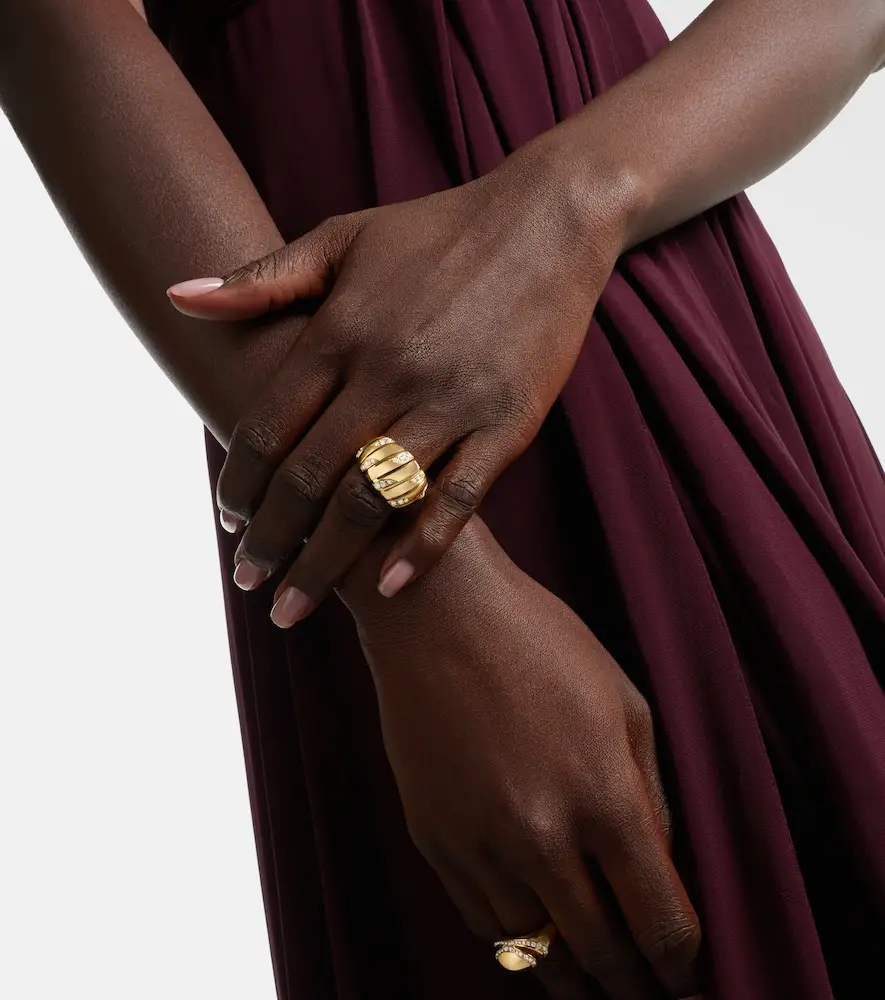 BVLGARI Tubogas 18kt gold ring with diamonds | Thumbnail 4