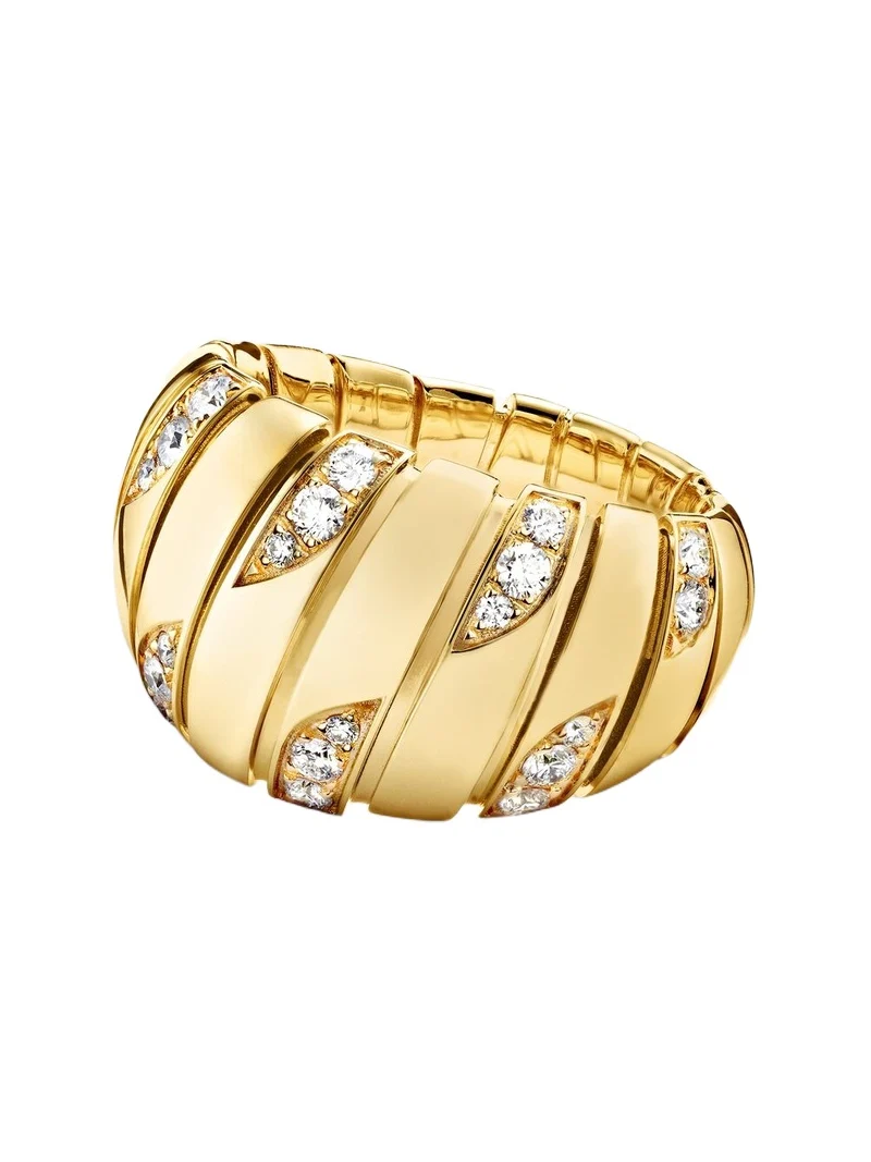 BVLGARI Tubogas 18kt gold ring with diamonds