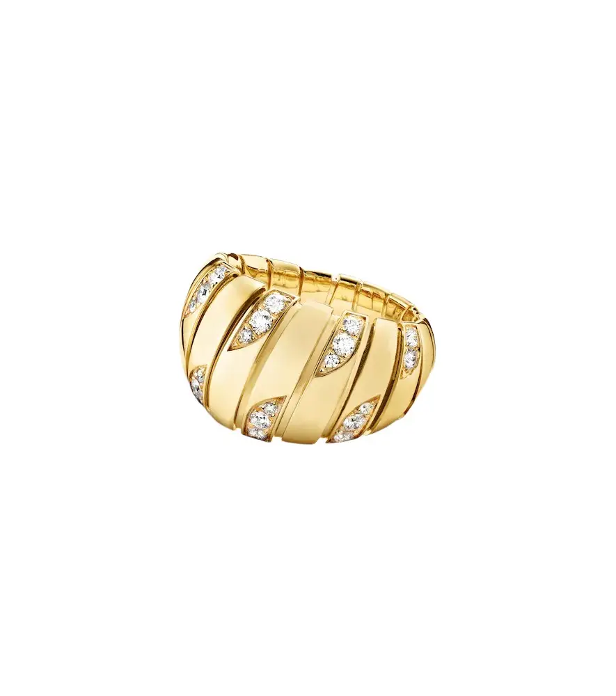 BVLGARI Tubogas 18kt gold ring with diamonds