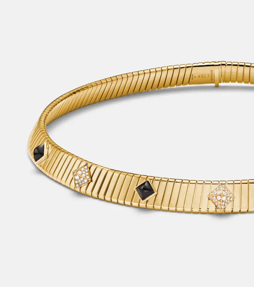 BVLGARI Tubogas 18kt gold necklace with diamonds and onyx | Thumbnail 4 BVLGARI Tubogas 18kt gold necklace with diamonds and onyx | Thumbnail 4