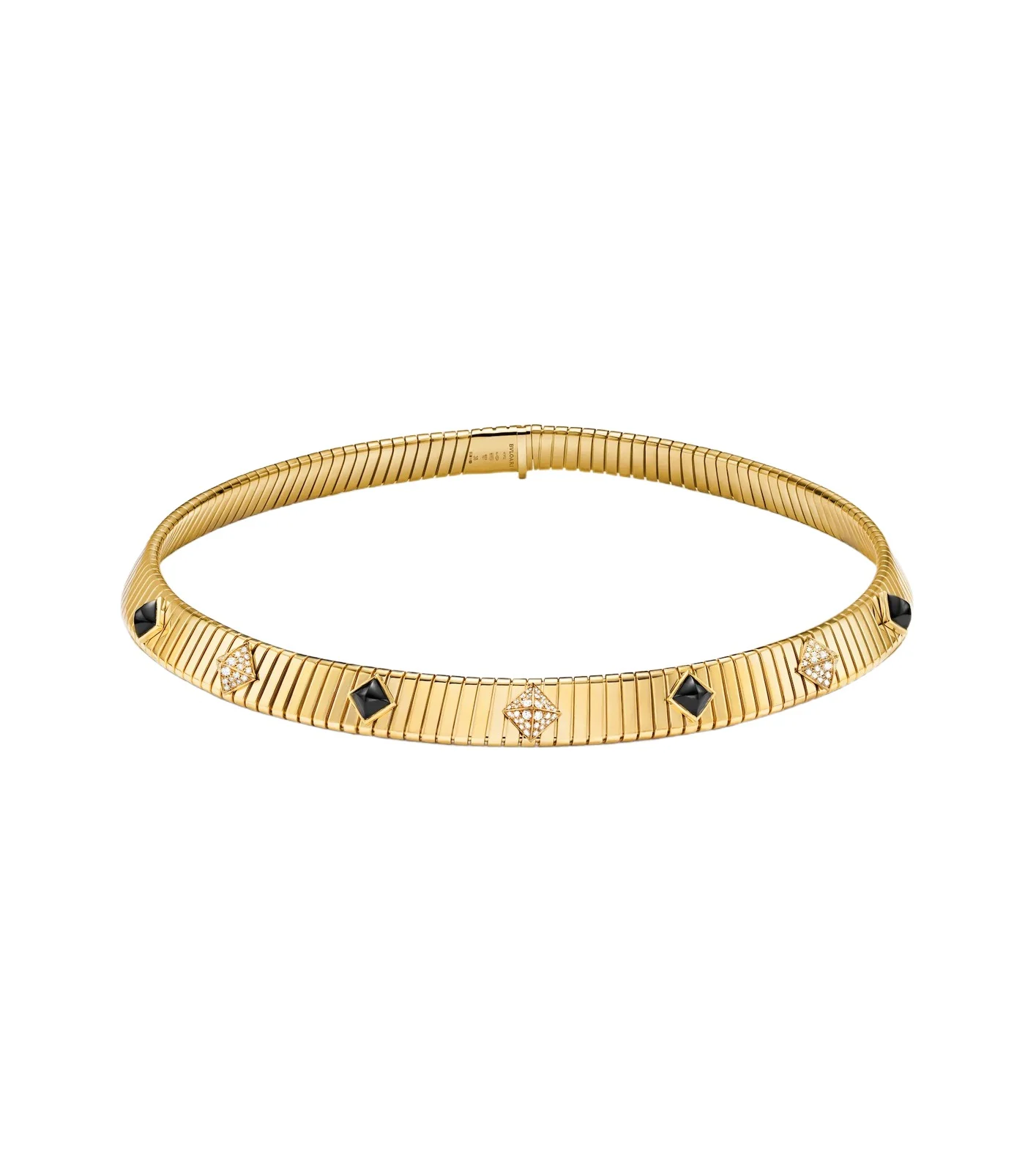 BVLGARI Tubogas 18kt gold necklace with diamonds and onyx