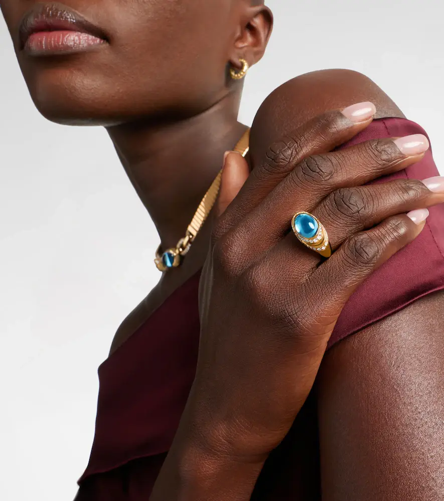 BVLGARI Cabochon 18kt gold ring with topaz and diamonds | Thumbnail 2 BVLGARI Cabochon 18kt gold ring with topaz and diamonds | Thumbnail 2