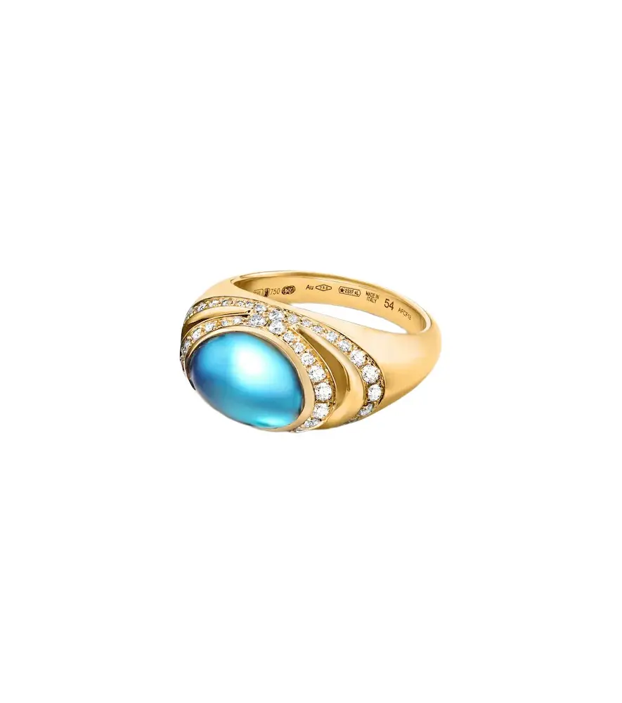 Cabochon 18kt gold ring with topaz and diamonds Cabochon 18kt gold ring with topaz and diamonds